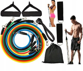 Zestaw 5 gum oporowych do ćwiczeń z uchwytem